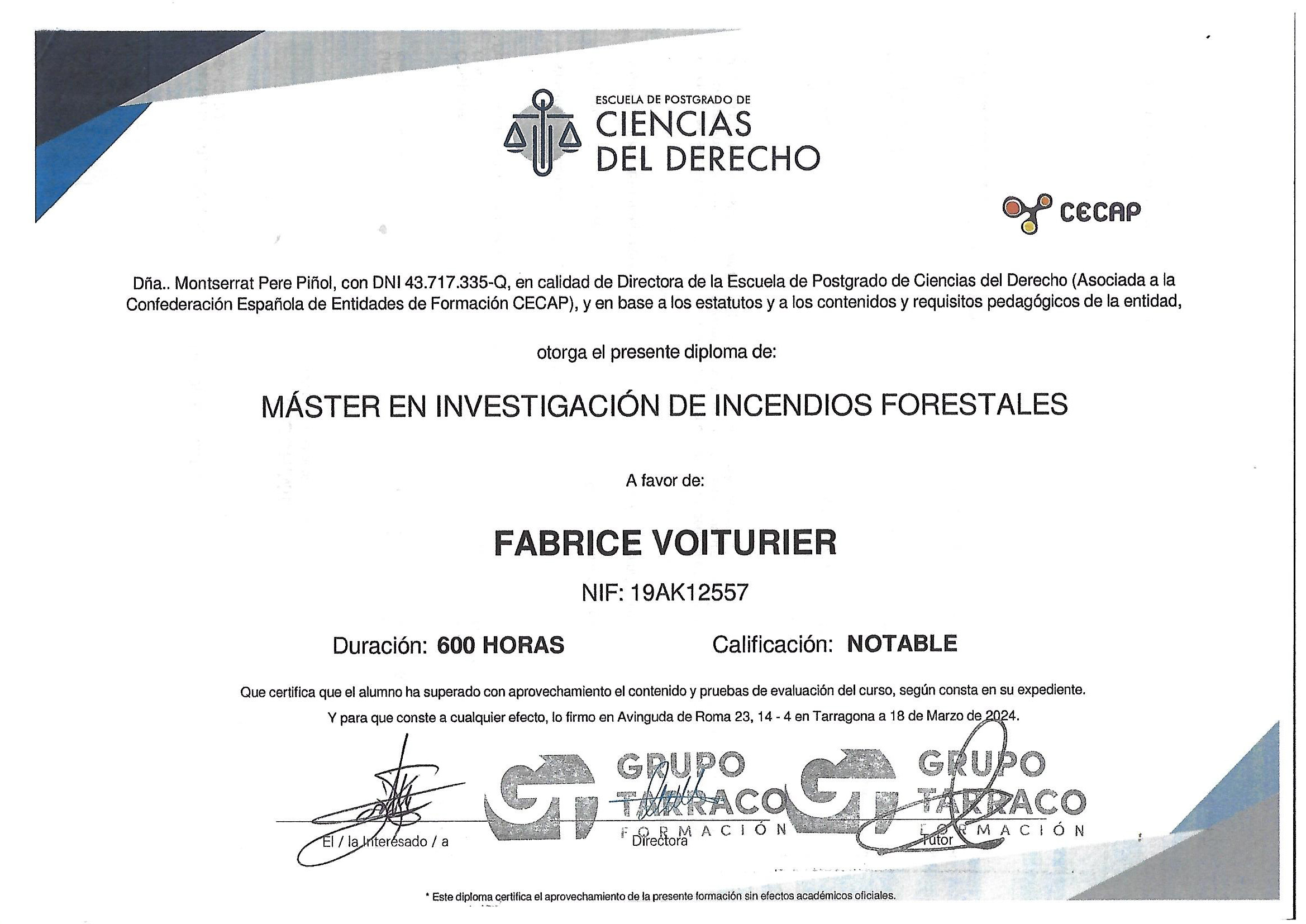 Master En Investigacion De Incendios Forestales