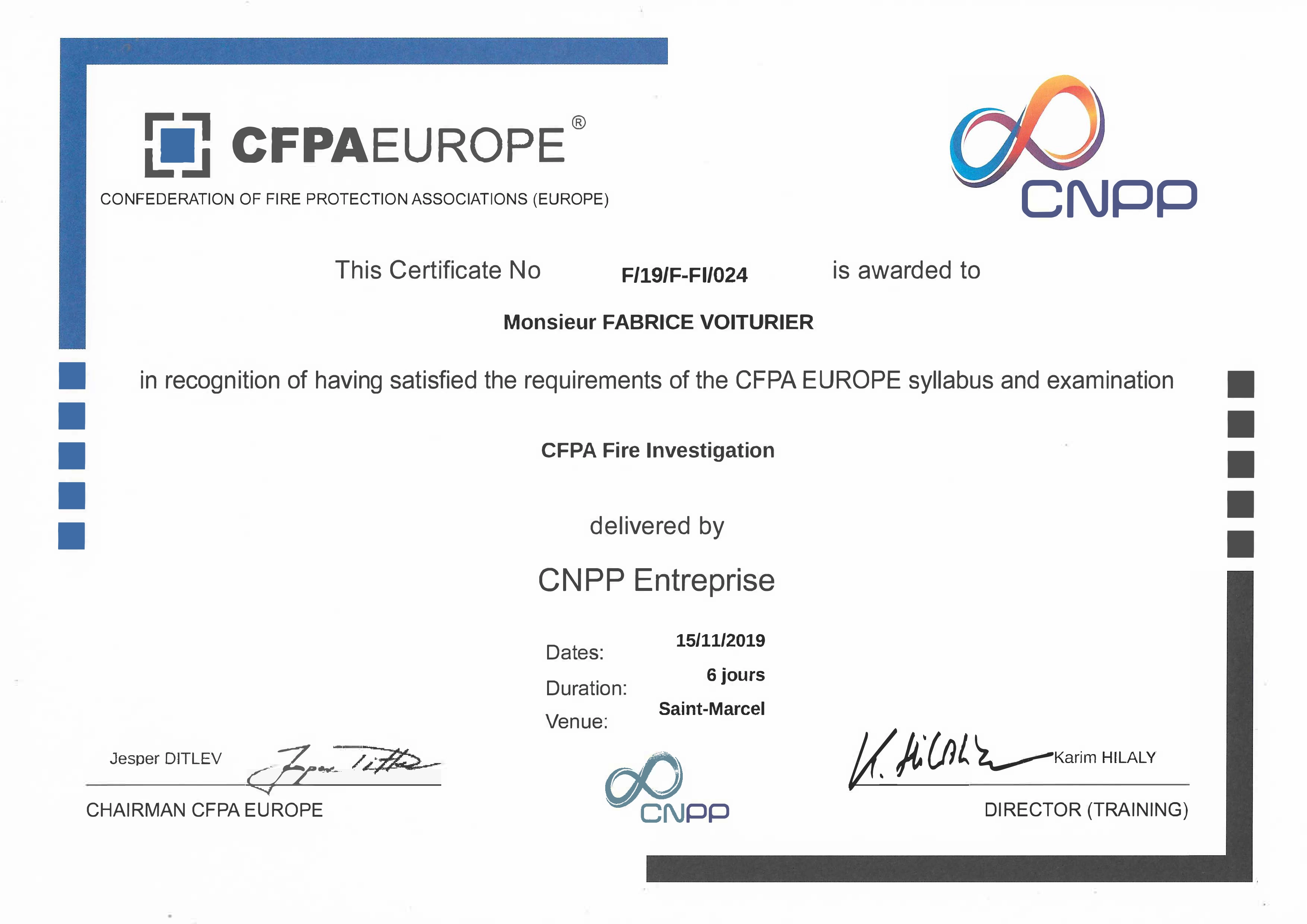 Certifie RCCI CNPP  2019
