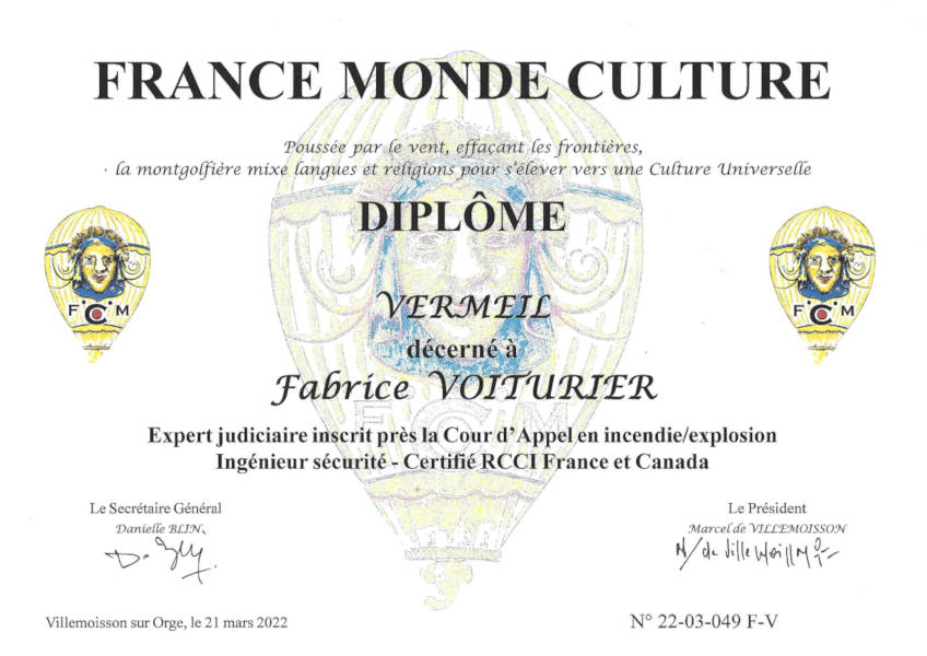M.VOITURIER Fabrice récompensé par France Monde Culture - 2022 