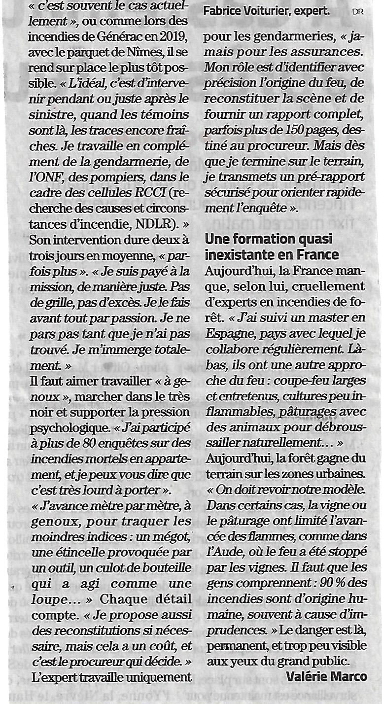 Article De Presse 2025 Voiturier Fabrice, l'Homme qui traque l'origine des incendies, 2/2